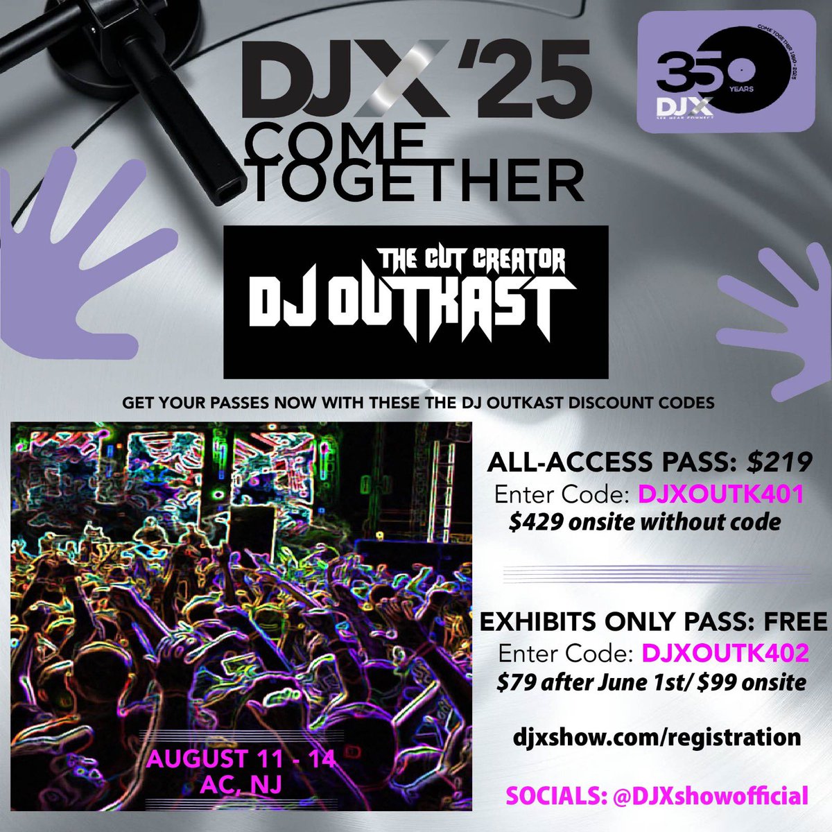 The Cut Creator DJ Outkast (@djoutkast101) on Twitter photo Last day to get your discounted All Access Pass and free exhibits only pass with my discount code for <a href="/DJXShowOfficial/">DJX Show (The DJ Expo)</a> Donāt wait! Get em now and meet me in Atlantic City in August! Last day to get your discounted All Access Pass and free exhibits only pass with my discount code for <a href="/DJXShowOfficial/">DJX Show (The DJ Expo)</a> Donāt wait! Get em now and meet me in Atlantic City in August!