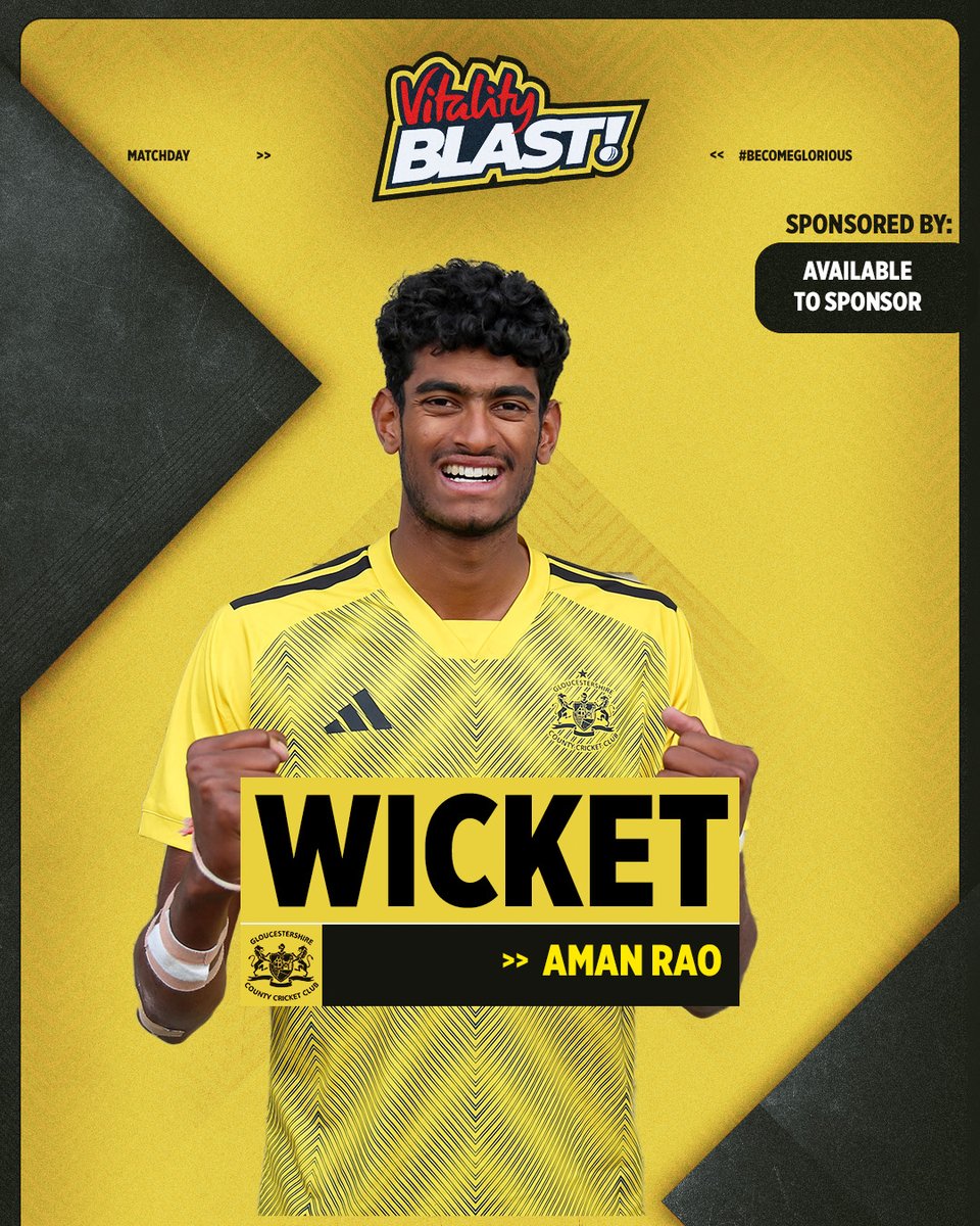 MAIDEN WICKET FOR AMAN RAO!!!!! 💛🖤

The team looks delighted for our new signing as he claims the wicket of Jack Carson (8), caught at deep square by Miles Hammond!

Sussex are 163/7 [17].

#BecomeGlorious