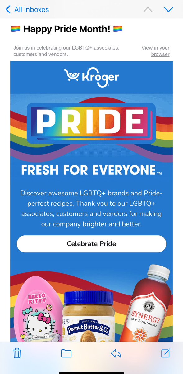 wtf Kroger emailing me this 😂 why the peanut butter and kombucha .. We live in some crazy ass times I swear