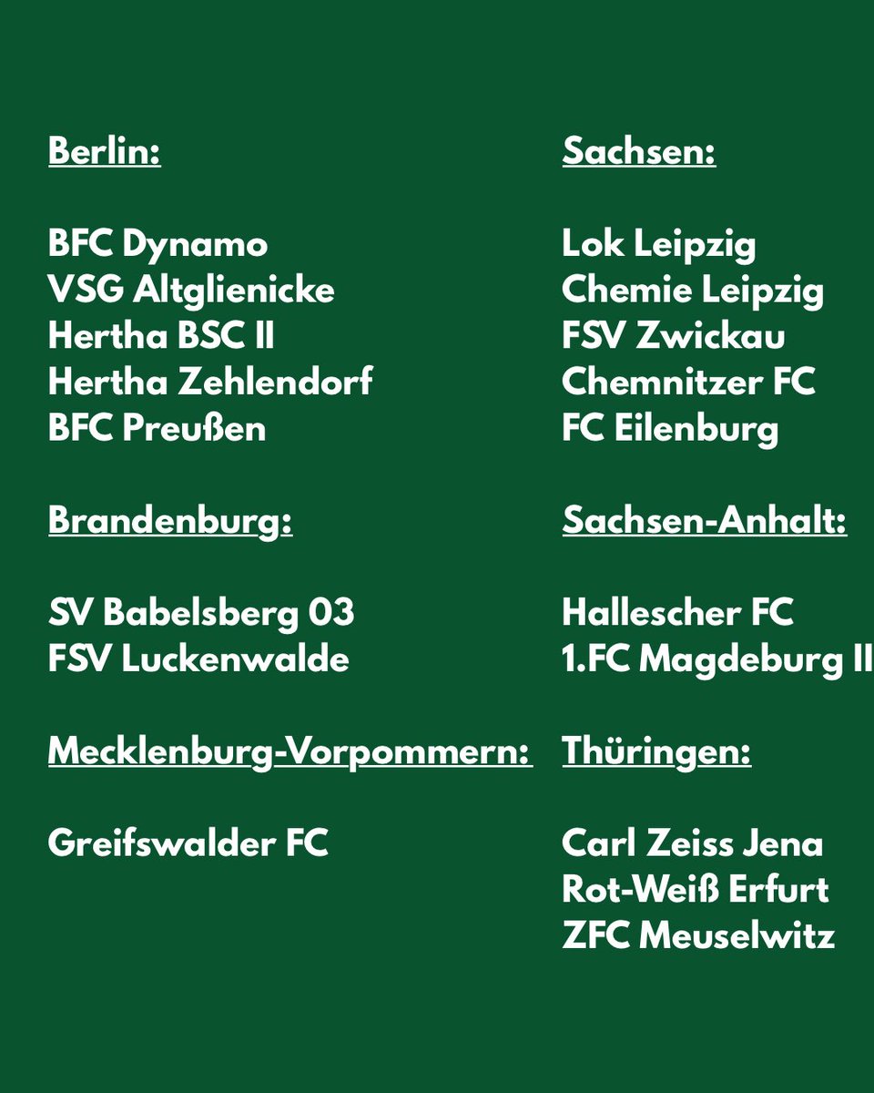 fcc_julian's tweet image. Teilnehmerfeld Regionalliga Nordost 25/26 ✅

#RLNO
