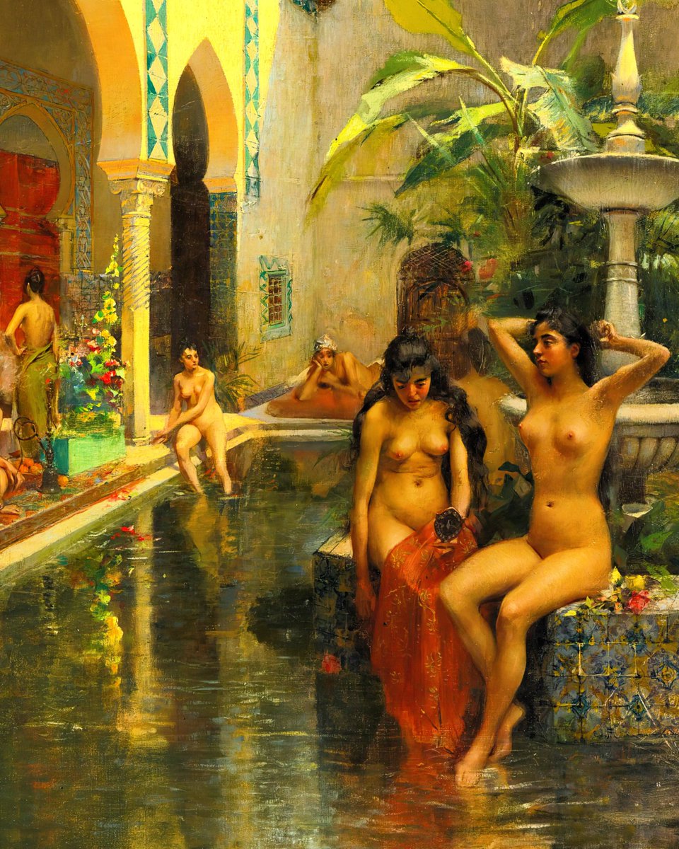 "An Exotic Courtyard" 
By Henri Victor Lesur. (1863-1900)🖌️🌹
French Painter.