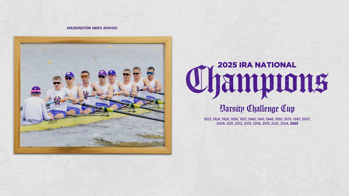 WASHINGTON HAS WON ITS 21st MEN'S ROWING NATIONAL CHAMPIONSHIP!

The Huskies hold off Harvard in the IRA Varsity Eight Grand to take home the Varsity Challenge Cup!

#RowingU x #TheBoysInTheBoat