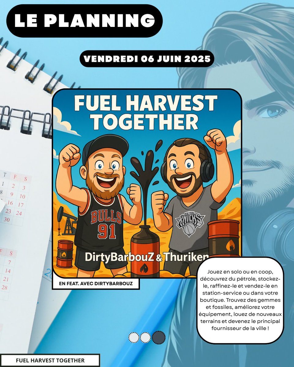 thuriken_off's tweet photo. LE PLANNING-DU 2 AU 8 JUIN
-
LUNDI / CLICK TO CONTINUE de @Basolute8 
-
VENDREDI / FUEL HARVEST TOGETHER avec @DBarbouz 
-
Bonne semaine à tous
-
#twitch #twitchtv #twitchfr #stream #streaming #gaming #videogame #france #planning #date
-
Likez &amp; Partagez ça fait pousser ! 🍀 https://t.co/YaghyQtPh4