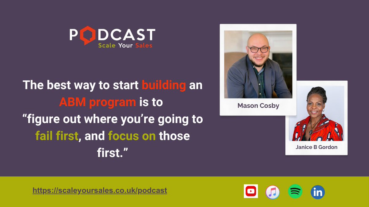 #ScaleYourSales #Podcast with guest #MasonCosby, shares insights on how to make ABM work without a big budget. Listen <a href="/iTunes/">iTunes</a> rate &amp; review scaleyoursales.co.uk/podcast/ and tell us what you think!