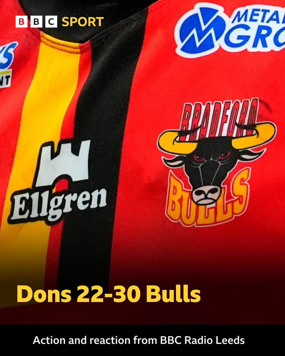 BBC Sport West Yorkshire (@bbcwys) on Twitter photo π Dons 22-30 Bulls
π Action highlights and post-match reaction from coach Brian Noble as <a href="/OfficialBullsRL/">Bradford Bulls</a> come from behind twice at Doncaster to claim seventh successive Championship victory.
π§ tinyurl.com/32vkvw9k
#BBCRL π Dons 22-30 Bulls
π Action highlights and post-match reaction from coach Brian Noble as <a href="/OfficialBullsRL/">Bradford Bulls</a> come from behind twice at Doncaster to claim seventh successive Championship victory.
π§ tinyurl.com/32vkvw9k
#BBCRL