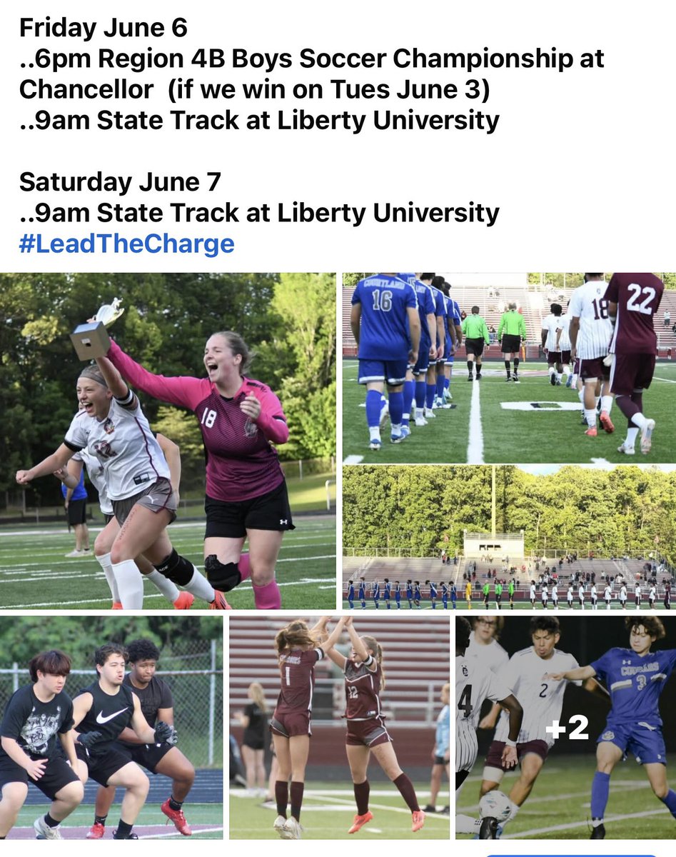 Chancellor Athletics 
.week of June 2 to June 7
..visit our website or app 'rschool' for the latest schedules and scores
chancellorhs.rschoolteams.com

unfortunately many teams playoff seasons have ended- but we have enjoyed watching them all
-we do have a few teams still rolling