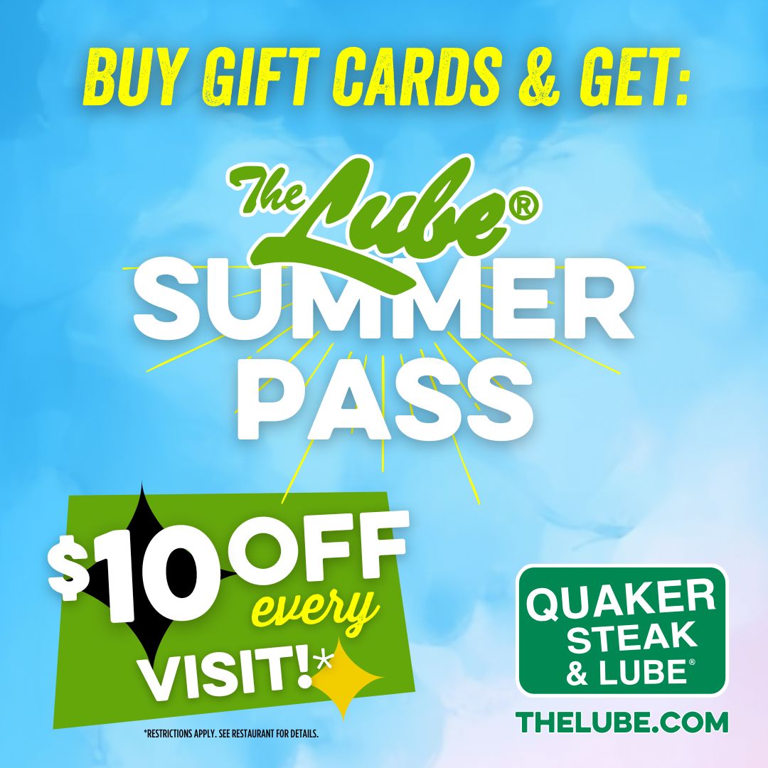 Don't miss your chance to get $10 off EVERY VISIT this Summer with The Lube Summer Pass! It's FREE with any $50 Gift Card purchase, now thru June 15th! Offer valid at participating QSL locations.