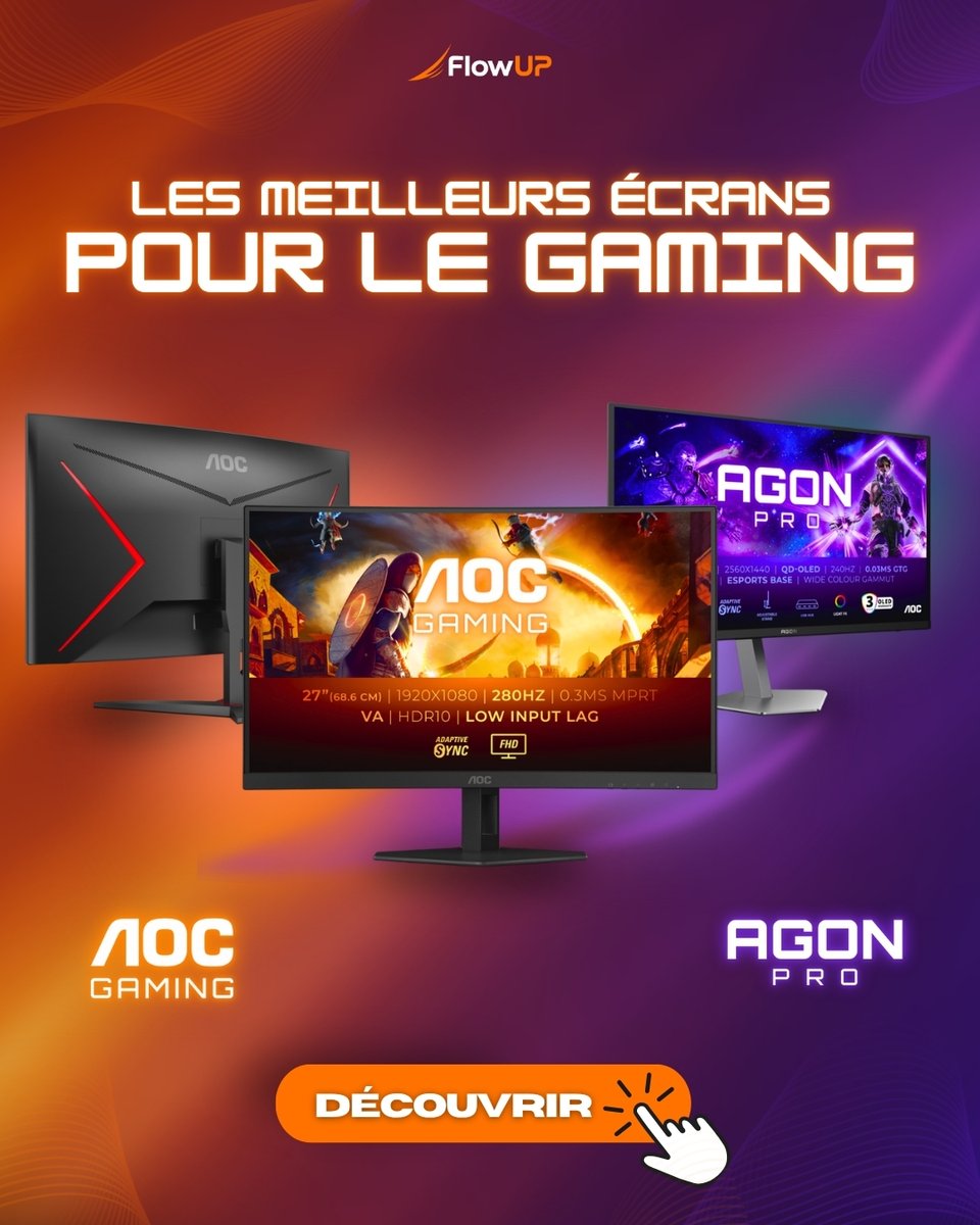 Tu cherches LE bon écran ? 😉

Gaming, créa, stream ou taff : AOC a ce qu’il te faut ✅

Des modèles testés, approuvés, et surtout... adaptés à TON usage 🫵

On t’explique ici comment bien choisir le tien :
👉 flowup.shop/r/zQ0