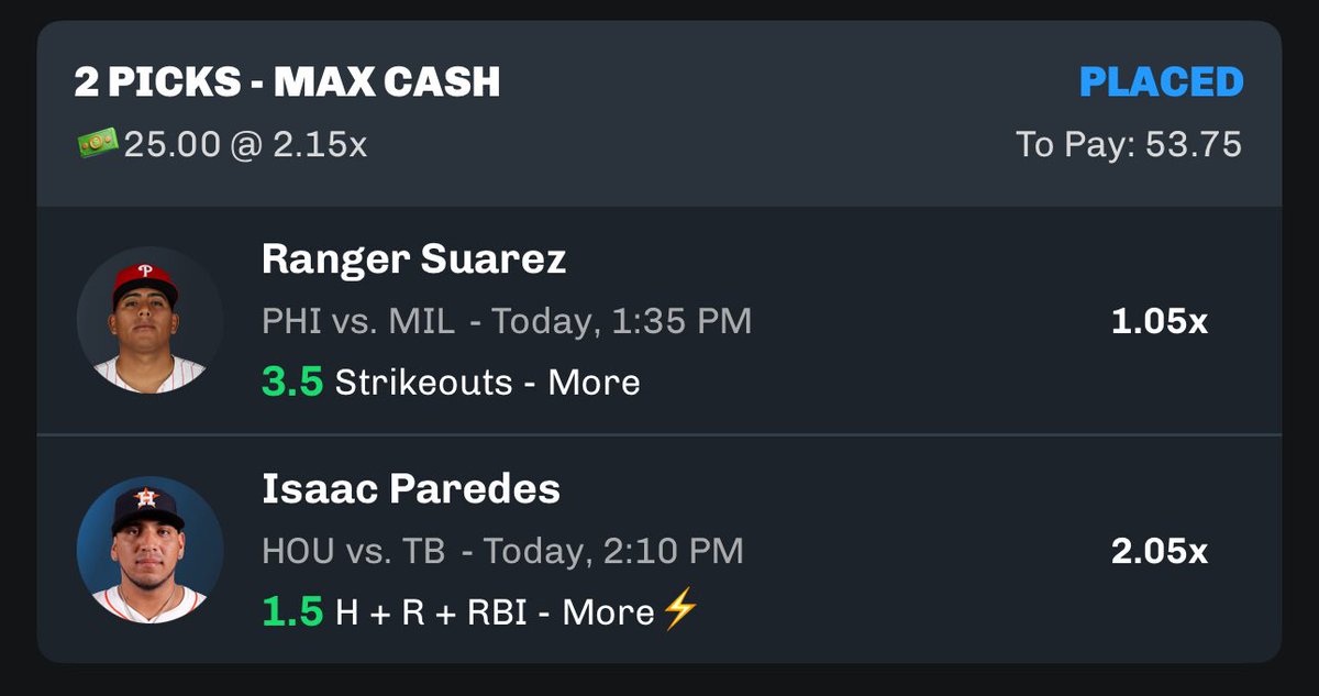 CheatologyHQ's tweet photo. Chalkboard Boosted Slip #1🐐

Ranger Suarez Over 3.5 Ks
Isaac Paredes Over 1.5 HRR 🚀

Use Code : CHEAT 
100% Deposit Match + FREE Play 

Blessing one follower who like &amp; shares this post when we cash 💰 https://t.co/FygCNi5lMi