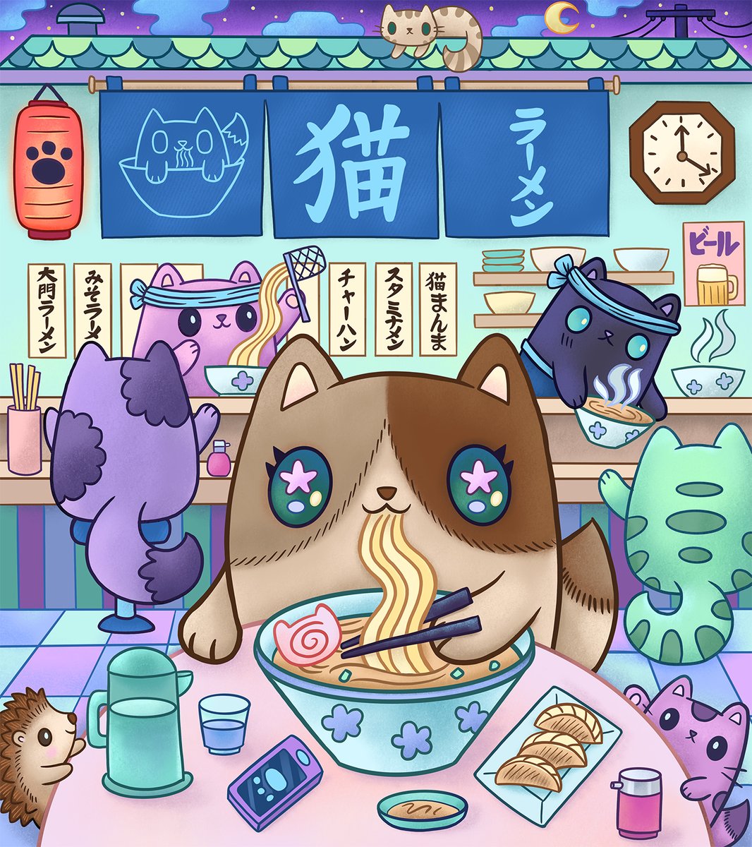 Neko Ramen 
Art Prints: smallandround.com/products/neko-…