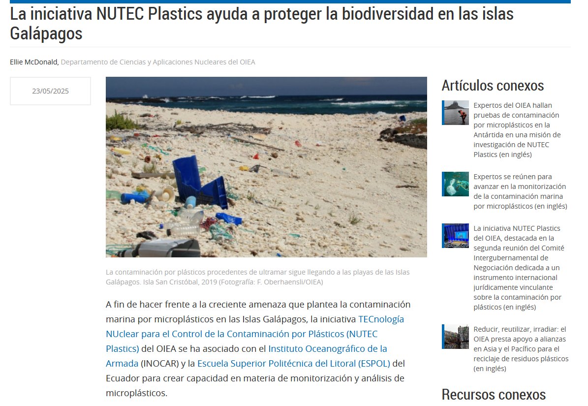 Protegiendo el paraíso: Galápagos vs. los microplásticos 🌎

Las  Islas Galápagos, un "laboratorio viviente de la evolución", enfrentan  una amenaza invisible: la contaminación por microplásticos.

Nota completa aquí: 
iaea.org/es/newscenter/…