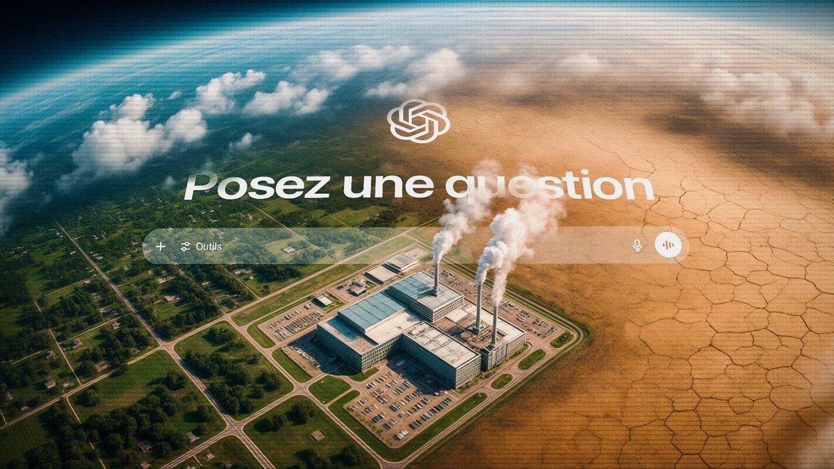 L’IA prétend sauver l’humanité, mais en réalité, elle l’assèche. 

Voici comment ChatGPT assoiffe des populations.  youtube.com/watch?v=LNoklk…