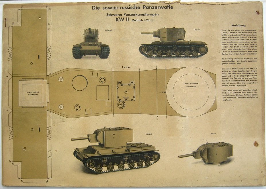 Scale models were used during the Second World War to train vehicle recognition, particularly for pilots. This cardboard scale model of the KV-2 tank was published #OTD in 1942. Ironically, the KV-2 had been out of production for nearly a year. #tanks #history #WW2 #WWII