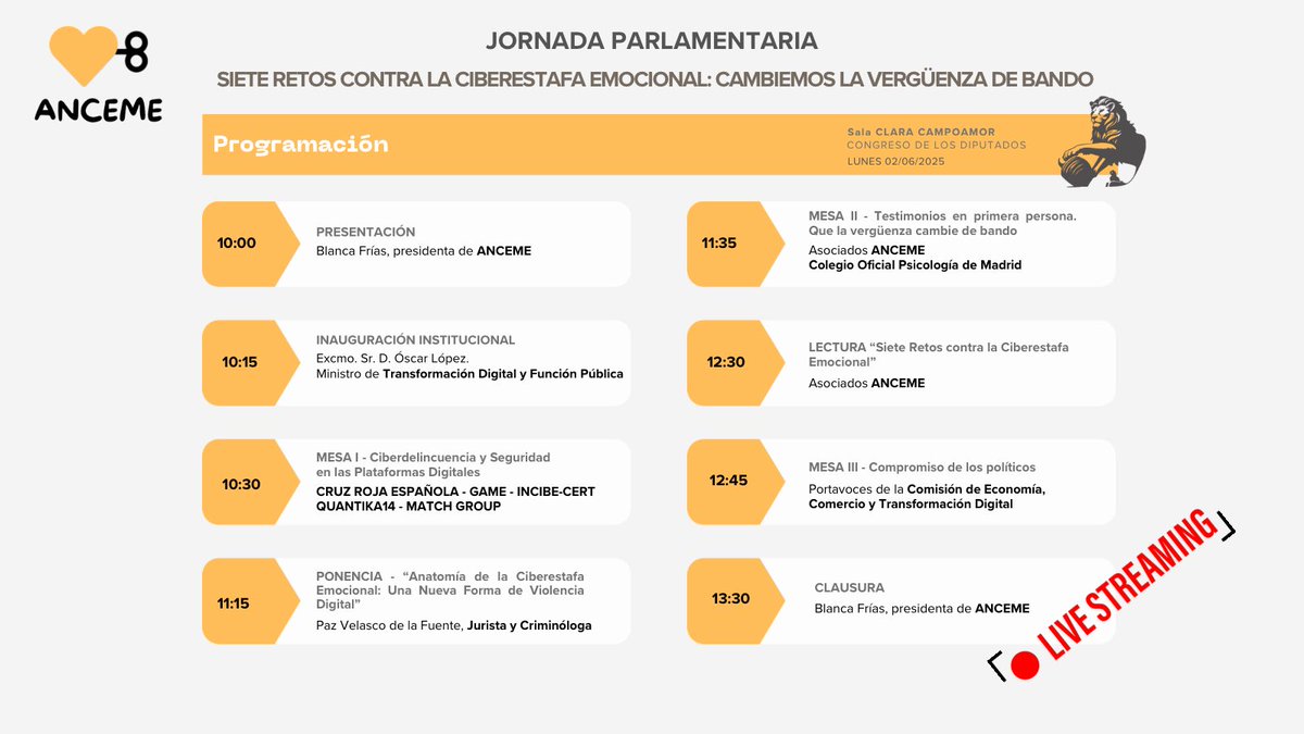 ⭐️⭐️⭐️⭐️⭐️Mañana 2 de Junio a partir de las 10:00.

🧡🧡🧡No te lo pierdas y sigue la jornada en directo👇

app.congreso.es/AudiovisualCon…