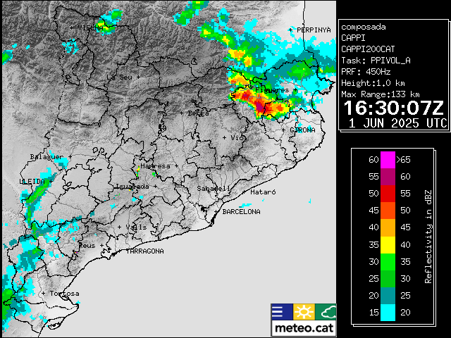 ⛈️Les tempestes afecten a hores d'ara la Garrotxa i el Pla de l'Estany. Estan sent localment intenses i en alguns casos van acompanyades de pedra o calamarsa.