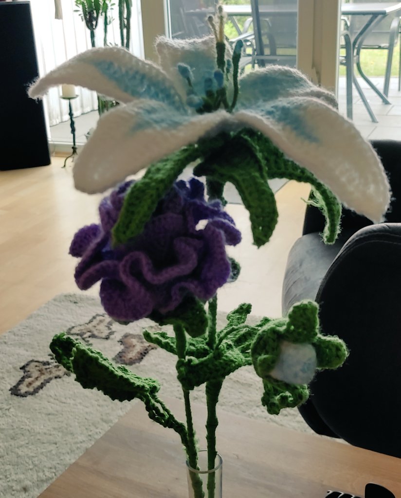 Crochet Silent Princess from Zelda and a random purple Rose