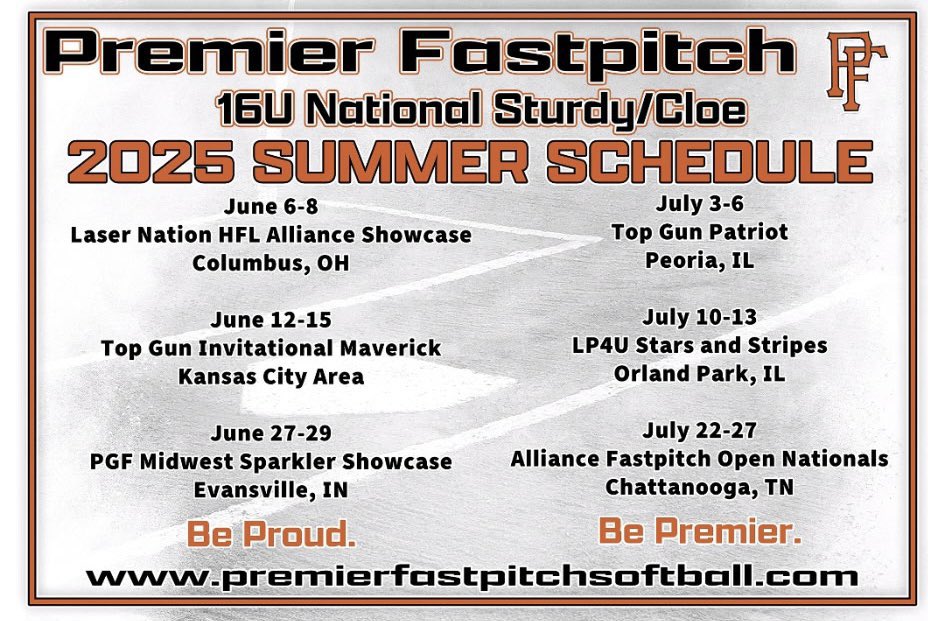 SadieGWalsh's tweet image. Super excited for summer ball to start! Here’s our schedule, we start this weekend in Columbus, Ohio. Come check us out!!
@Sturdy32 @mrcloe04