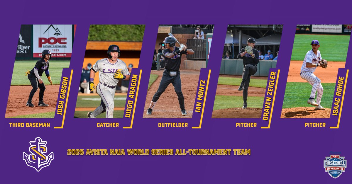 Congratulations to Josh Gibson, Diego Aragon, Ian Montz, Isaac Rohde, and Draven Zeigler on being named to 2025 Avista NAIA World Series All-Tournament Team!

Well deserved, Pilots!

#GeauxPilots #AnchorUp #TheRightWaytoPlay
