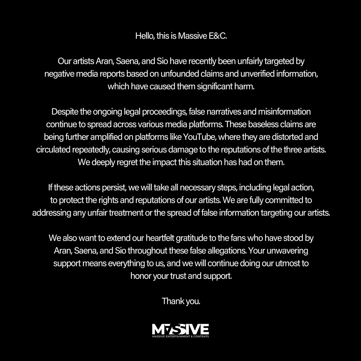 ablume archive (@ablumearchived) on Twitter photo weblumes are urging <a href="/MASSIVE_ENC/">MASSIVE E&C</a> to keep their words and do their job as a company to protect the members of ablume against harm and malicious comments.
This has been ongoing for months and is not dying down, as the company is not making any visible effort to protect the rights weblumes are urging <a href="/MASSIVE_ENC/">MASSIVE E&C</a> to keep their words and do their job as a company to protect the members of ablume against harm and malicious comments.
This has been ongoing for months and is not dying down, as the company is not making any visible effort to protect the rights