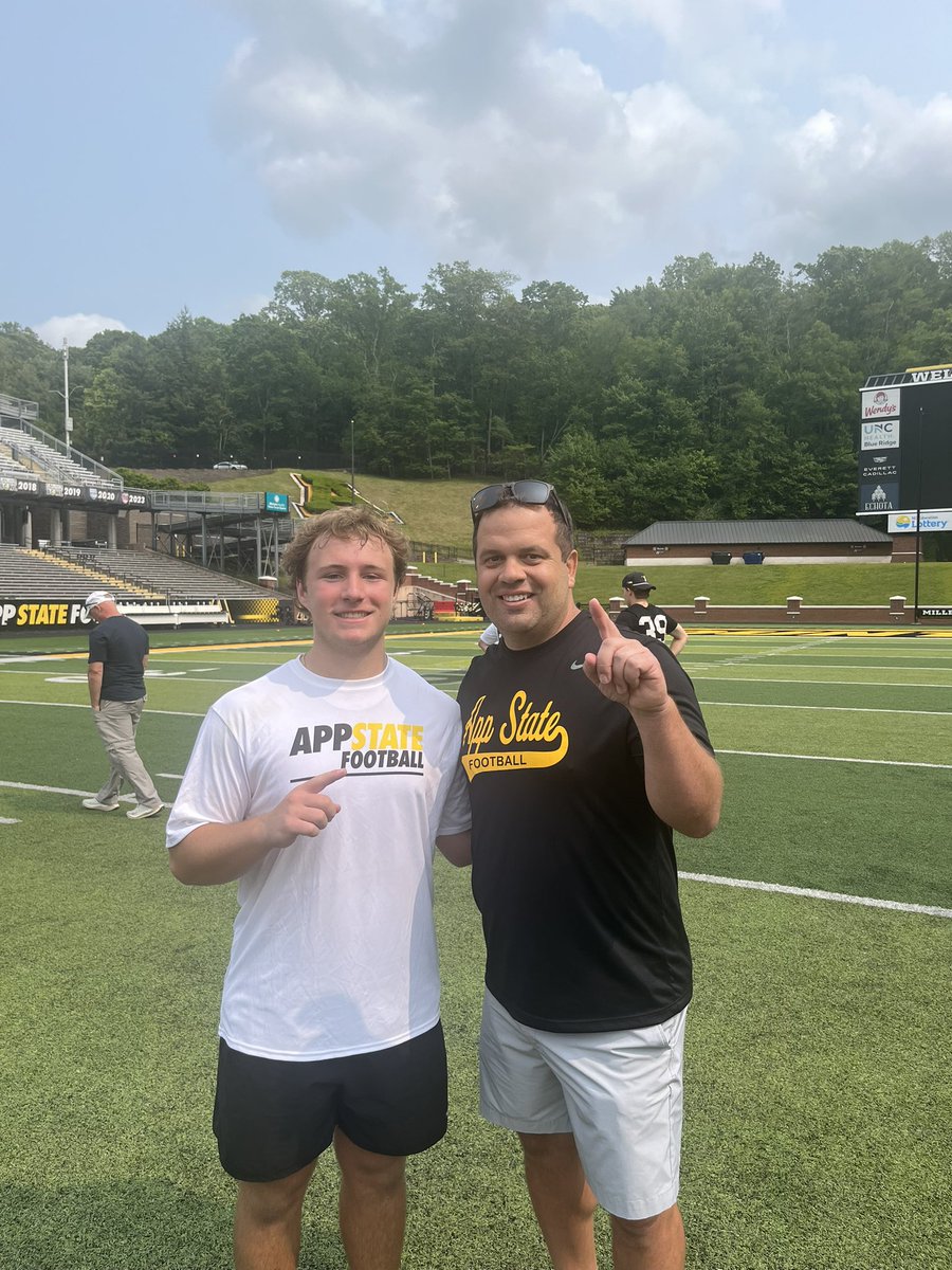ndrewc_a's tweet image. I had a great time at @AppState_FB specialist camp today! Was runner up in FG competition. Also kicked off really well and punted well. Thanks to @CoachJCros for hosting a great camp! Excited to come out to a game this fall!
@CoachZMayo @Dowell_Loggains @DanOrnerKicking
