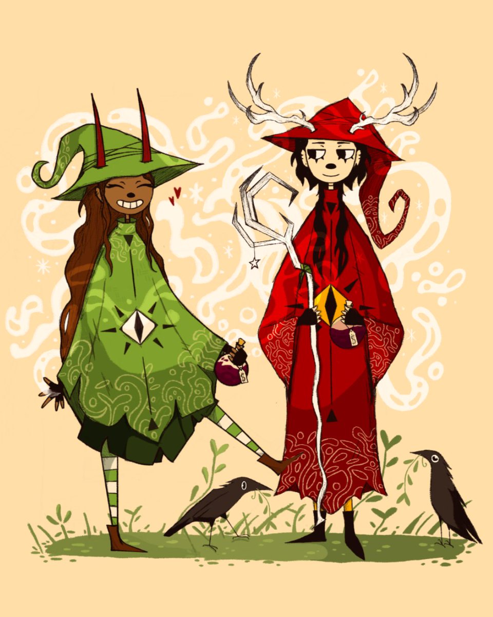 My little saphic witches 🍄🌱

#pridemonth2025 #originalcharacter #prideart #illustrationart