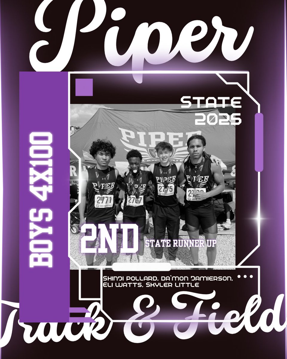 The boy’s 4x100m relay team ran a 42.12 to become the 5A runner up at the 2025 State Championships. That is the second fastest time in school history. Congratulations Shinji Pollard, Da’Mon Jamierson, Eli Watts, Skyler Little!