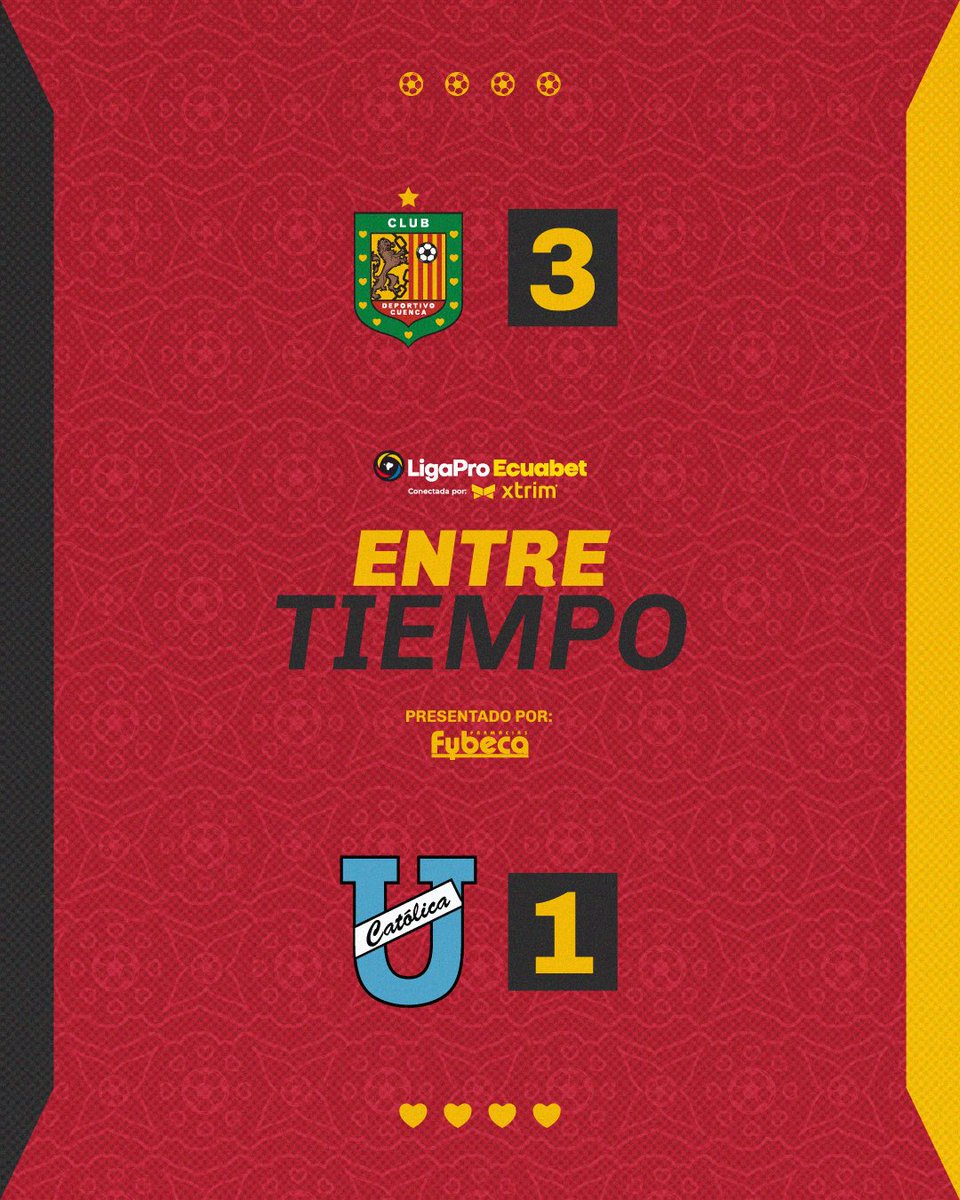 ⏸️ ¡Entretiempo! ⏸️ #Fybeca 

#DCuenca 🆚 #UCatolica 
📅 Fecha 15 - Fase 1
🏆 #LigaProEcuabetconectadaporXtrim
🏟️ ASA Banco del Austro 

#VamosCUENCA 🔴⚫️