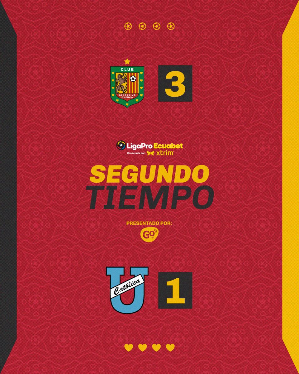⚽️ ¡Inicio del segundo tiempo! ⚽️ #GoNet 

#DCuenca 🆚 #UCatolica 
📅 Fecha 15 - Fase 1
🏆 #LigaProEcuabetconectadaporXtrim
🏟️ ASA Banco del Austro 

#VamosCUENCA 🔴⚫️