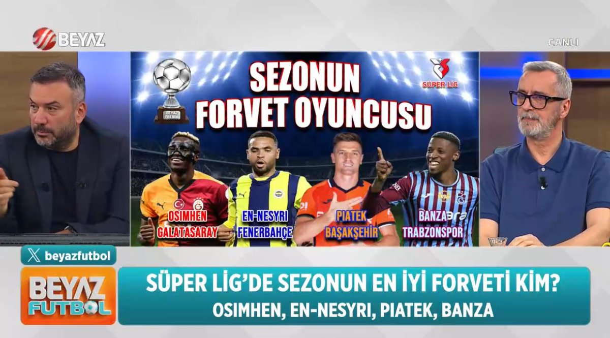 Sezonun forveti?

Ahmet Çakar: Osimhen

Abdulkerim Durmaz: Osimhen

Sinan Engin: Osimhen 

Ertem Şener: Osimhen

#beyazfutbol