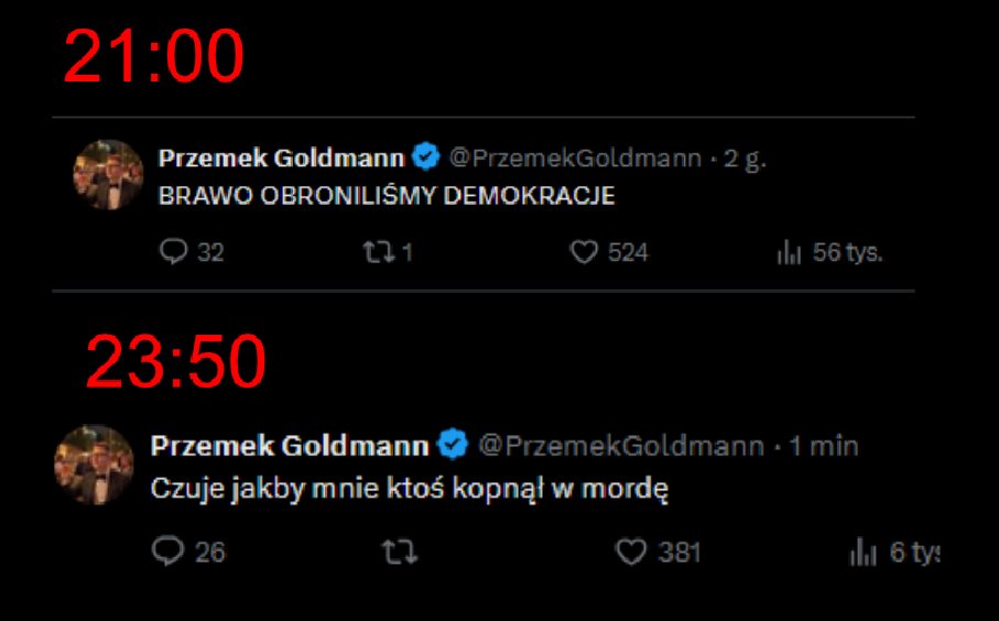 Jak tam humor <a href="/PrzemekGoldmann/">Przemek Goldmann #uwolnićRCN</a> ? 🤡🤡🤡
Chyba stabilnie #Wybory2025