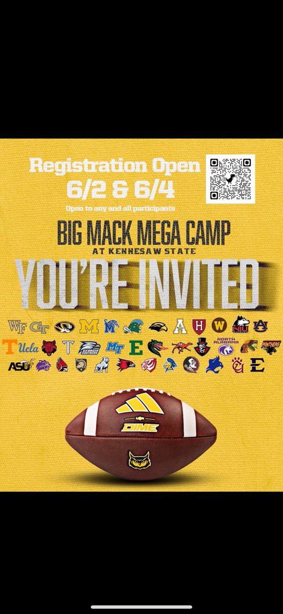 I will be attending the Big Mack Mega Camp at Kennesaw State tomorrow, June 2. 

<a href="/VHSFootballFBT/">VHS Football</a> <a href="/DraftDiamonds/">Draft Diamonds ™️</a> <a href="/CoachAlexHaynes/">Alex Haynes</a> <a href="/Coach_Guice/">Myrick Guice</a> <a href="/tulane63/">Chris Anderson</a> <a href="/Theondre92/">Coach C. Brown</a> <a href="/79colt45/">Colt McDowell</a> <a href="/JohnGarcia_Jr/">John Garcia, Jr.</a> <a href="/PrepRedzoneFL/">Prep Redzone Florida</a> <a href="/TheUCReport/">Billy Tucker</a> <a href="/kennesawstfb/">Kennesaw State Football</a> <a href="/CoachMack_KSU/">CoachMack_KSU</a>