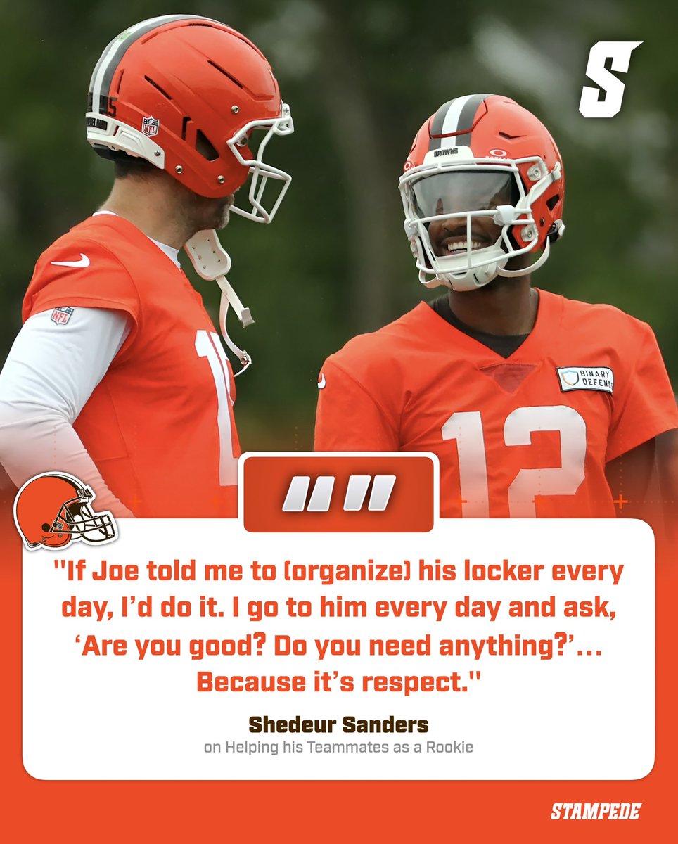 STAMPEDE (@stampedeftbl) on Twitter photo Shedeur Sanders knows the value of being a team player and showing respect to the vets! 🐶🔥 #DawgPound
Via: (<a href="/ShedeurSanders/">Shedeur Sanders</a>) Shedeur Sanders knows the value of being a team player and showing respect to the vets! 🐶🔥 #DawgPound
Via: (<a href="/ShedeurSanders/">Shedeur Sanders</a>)