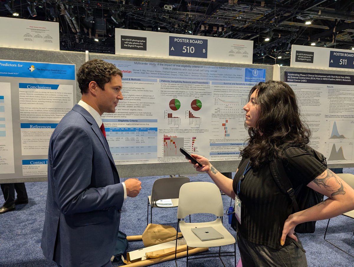 A lot of positive interest about our study indicating that G12C inhibitor trials can relax renal and CNS metastasis inclusion criteria without compromising patient outcomes <a href="/bherzbergmd/">Benjamin Herzberg</a> <a href="/KCArbourMD/">Kathryn C. Arbour</a> <a href="/christinemphmd/">Christine Garcia, MD, MPH</a> <a href="/DrDawnHershman/">Dawn Hershman</a> <a href="/columbiacancer/">Herbert Irving Comprehensive Cancer Center</a>