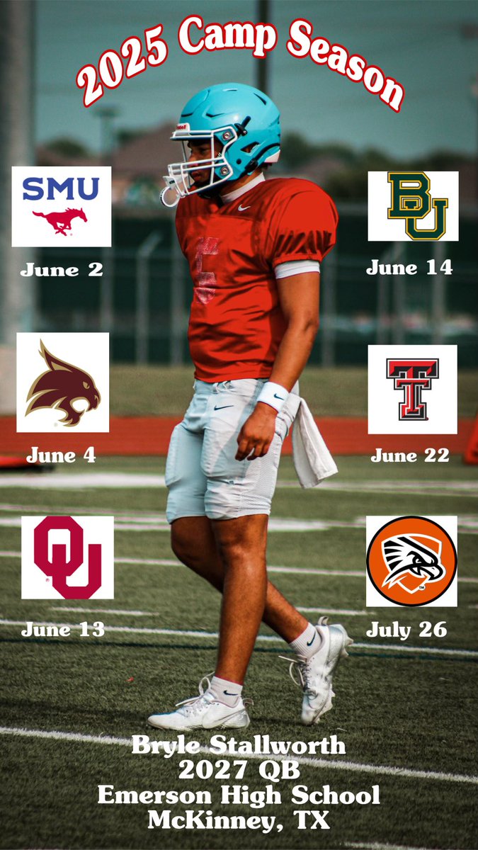 BryleStallworth12 (@brylestallworth) on Twitter photo Camp schedule set around my Emerson 7on7 schedule. Come watch me showcase my skills. <a href="/EHSMavsFB/">EmersonFB</a> <a href="/MavsEmerson/">Emerson Mavs Sports</a> <a href="/CoachCJCox/">Jason Cox</a> <a href="/CoachBrunson1/">CoachBrunson</a> @preston_rabb <a href="/Qb1Premier/">QB1Premier</a> <a href="/QBHitList/">QBHitList.com</a> Camp schedule set around my Emerson 7on7 schedule. Come watch me showcase my skills. <a href="/EHSMavsFB/">EmersonFB</a> <a href="/MavsEmerson/">Emerson Mavs Sports</a> <a href="/CoachCJCox/">Jason Cox</a> <a href="/CoachBrunson1/">CoachBrunson</a> @preston_rabb <a href="/Qb1Premier/">QB1Premier</a> <a href="/QBHitList/">QBHitList.com</a>