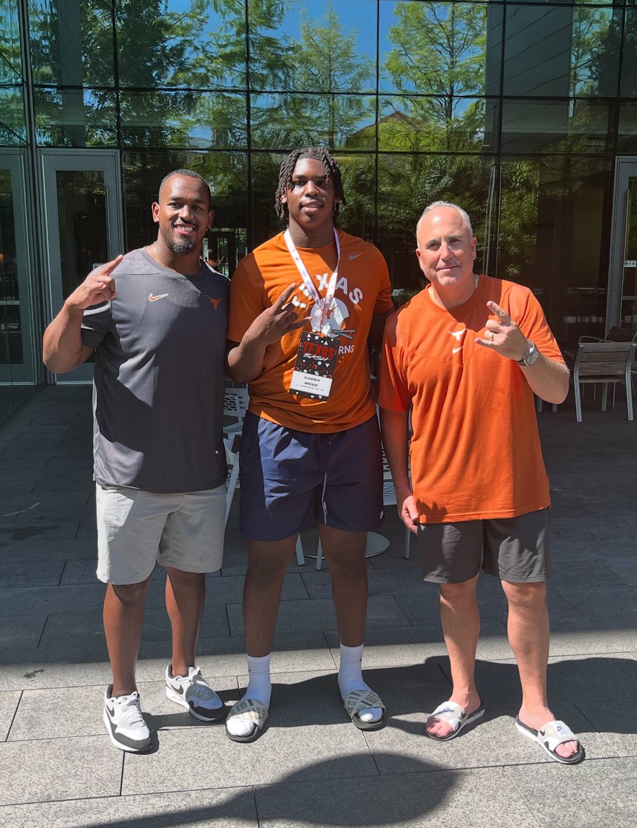 Caden Moss (@caden__moss) on Twitter photo After a great camp, I am blessed to receive an offer from the University of Texas ⚪️🟠🤘🏾#HookEm <a href="/KJJFlood/">Kyle Flood</a> <a href="/CoachGat3wood/">Derron Gatewood</a> <a href="/CoachJ_Gray/">Jarred Gray</a>
<a href="/CoachDDuggan/">David Duggan</a> <a href="/shayhodge3/">Shay Hodge™</a> <a href="/H3_Performance/">Hodge Performance</a> <a href="/MacCorleone74/">Rion (Ree-un) Young</a> <a href="/ChadSimmons_/">ChadSimmons</a> <a href="/SWiltfong_/">Steve Wiltfong</a> <a href="/adamgorney/">Adam Gorney</a> <a href="/TomLoy247/">Tom Loy</a> <a href="/Rebels247/">David Johnson</a> <a href="/samspiegs/">Sam Spiegelman</a> <a href="/Zach_Berry/">Zach Berry</a> After a great camp, I am blessed to receive an offer from the University of Texas ⚪️🟠🤘🏾#HookEm <a href="/KJJFlood/">Kyle Flood</a> <a href="/CoachGat3wood/">Derron Gatewood</a> <a href="/CoachJ_Gray/">Jarred Gray</a>
<a href="/CoachDDuggan/">David Duggan</a> <a href="/shayhodge3/">Shay Hodge™</a> <a href="/H3_Performance/">Hodge Performance</a> <a href="/MacCorleone74/">Rion (Ree-un) Young</a> <a href="/ChadSimmons_/">ChadSimmons</a> <a href="/SWiltfong_/">Steve Wiltfong</a> <a href="/adamgorney/">Adam Gorney</a> <a href="/TomLoy247/">Tom Loy</a> <a href="/Rebels247/">David Johnson</a> <a href="/samspiegs/">Sam Spiegelman</a> <a href="/Zach_Berry/">Zach Berry</a>