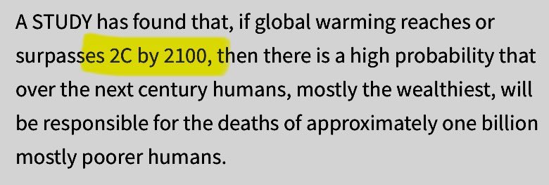 The below is from 2023.

2C could now be reached as early as 2029.

Political failure, corporate greed &amp; a complicit media, responsible for the death of billions.