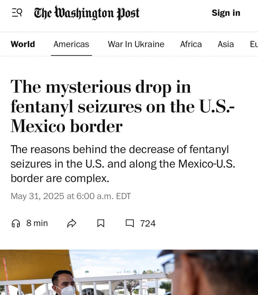 It’s a real mystery. Perplexing, baffling, inexplicable even. What could have possibly changed in the last few months to cause such a bewildering drop in fentanyl seizures along our southern border?

The hard-hitting journalists at Wa-Po are on the case! 🤡