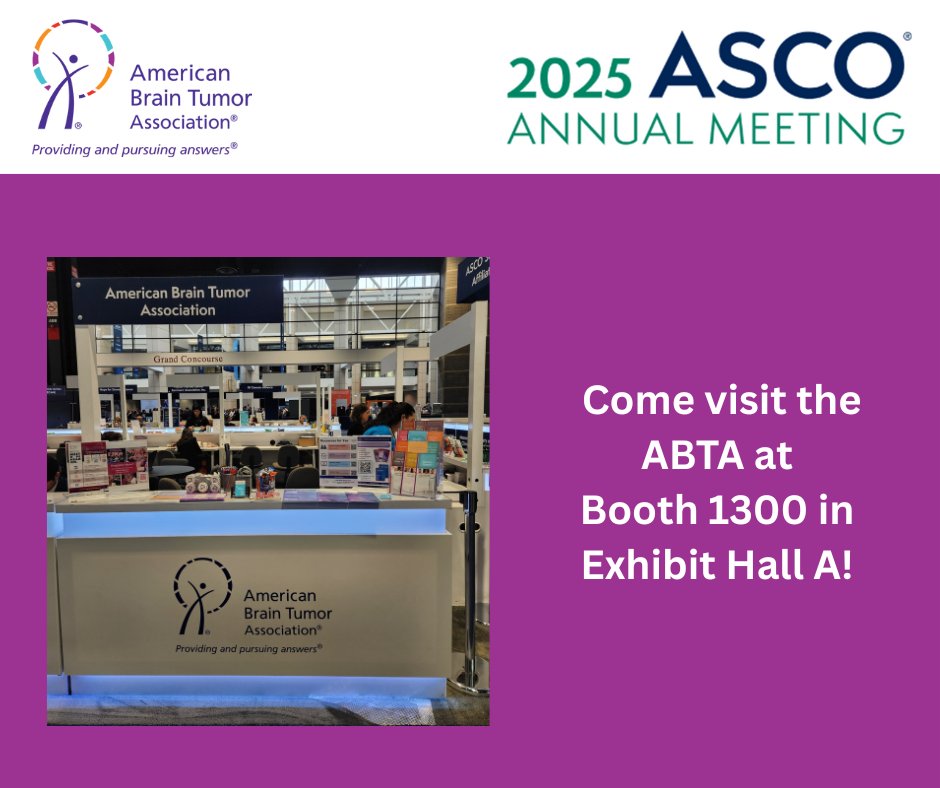 American Brain Tumor Association (@theabta) on Twitter photo We’re at #ASCO25! 🧠
The American Brain Tumor Association is proud to support brain tumor research & connect with the cancer care community. Stop by and say hello!
#BrainTumors #NeuroOncology #ABTA #ASCO2025 We’re at #ASCO25! 🧠
The American Brain Tumor Association is proud to support brain tumor research & connect with the cancer care community. Stop by and say hello!
#BrainTumors #NeuroOncology #ABTA #ASCO2025