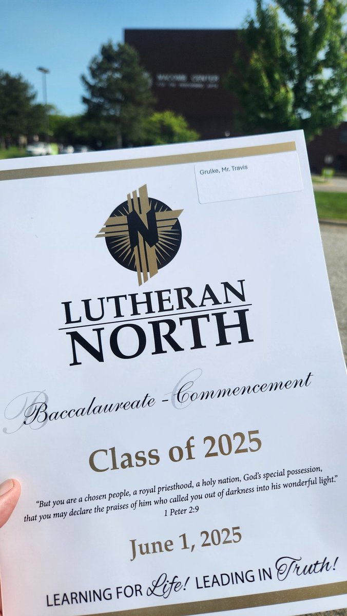 Gorgeous Michigan day and a pleasure sharing a few words at the graduation ceremony for <a href="/LuthNorth/">Lutheran North</a>.  May these graduates continue to Lead in Truth wherever the Lord leads them! #LuthED