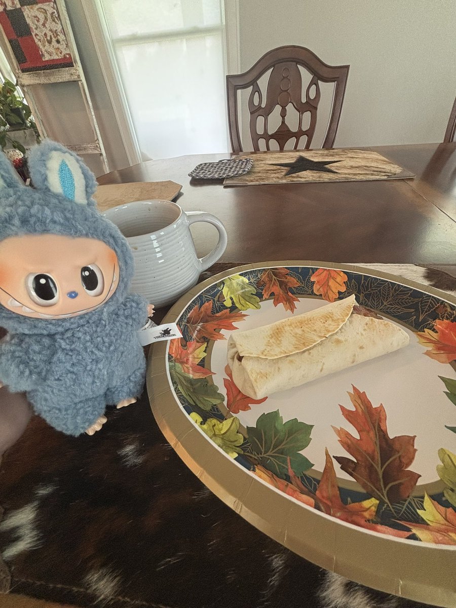 mom made potato, egg, cheese &amp; bacon tacos. i will consider not running away