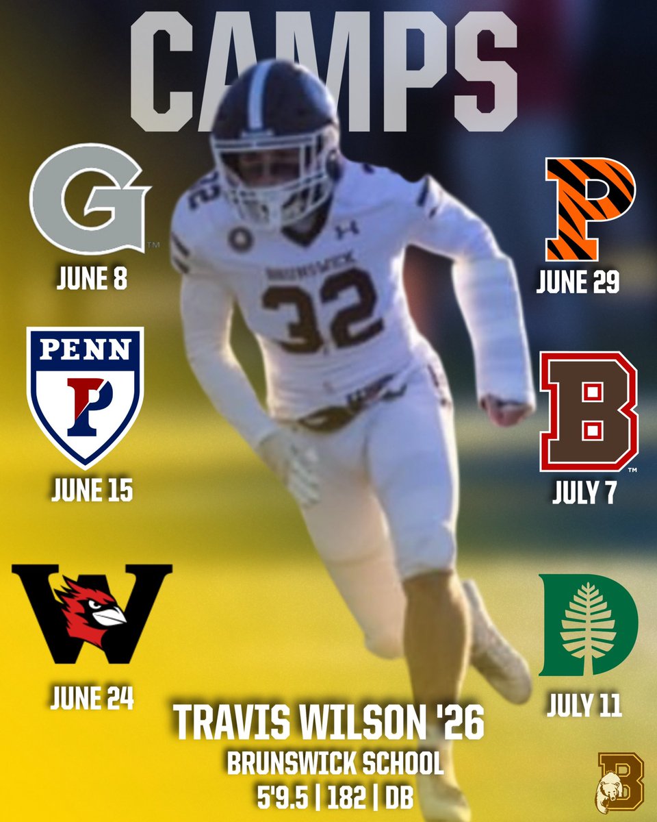 Travis Wilson (@travwilson2) on Twitter photo Here is my camp schedule for this summer! Super excited to get out there and compete. <a href="/Coach_Wayne55/">Coach McGillicuddy</a> <a href="/Coach_SSStan/">Sean Stanley</a> <a href="/Wick_Football_/">Brunswick Football</a> Here is my camp schedule for this summer! Super excited to get out there and compete. <a href="/Coach_Wayne55/">Coach McGillicuddy</a> <a href="/Coach_SSStan/">Sean Stanley</a> <a href="/Wick_Football_/">Brunswick Football</a>