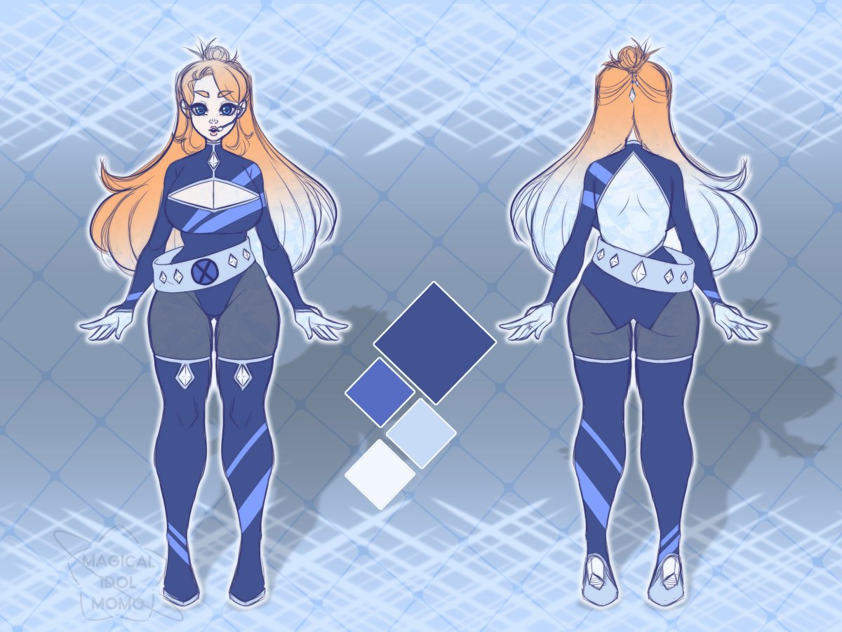 MagicalIdolMomo's tweet photo. I'm too shaky to line this right now qwq I'll render when I feel better!

But this is my X-men Sona Blue Diamond! I am going to make Romy a throuple :)

#StARTbits #Xmen #VTuberEN #yumetwt https://t.co/D6ogkQ4NvS