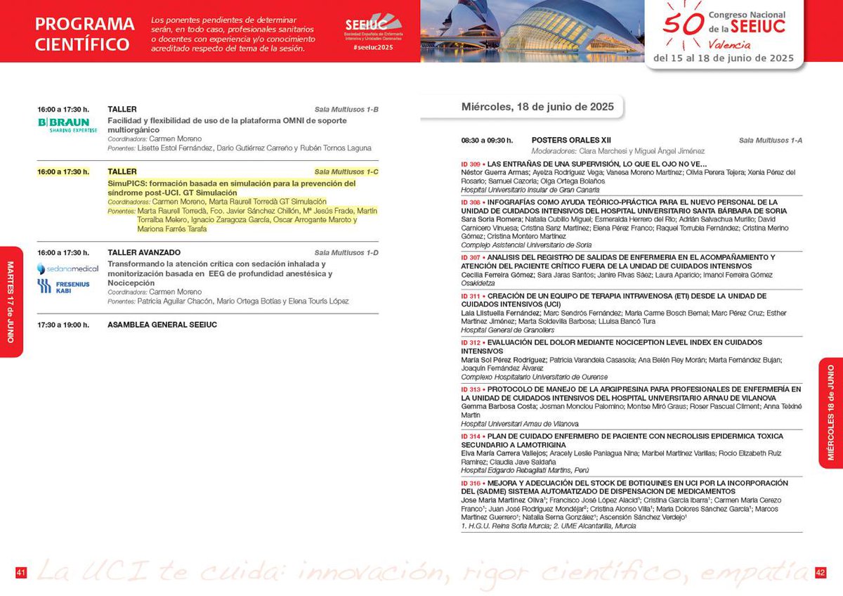 🚨Ya está programado nuestro Taller de SimuPICS en el Congreso Nacional de la SEEIUC en Valencia 2025🚨

⚠️Ven a aprender o mejorar tus habilidades para prevenir el Síndrome Post-UCI a través de una formación basada en simulación el Martes 17 Junio a las 16 h⚠️

<a href="/seeiucoficial/">SEEIUC</a>