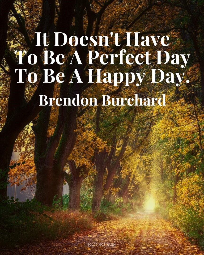 #InspirationalQuote #PositiveThoughts #BrendonBurchard : It Doesn't Have To Be A Perfect Day To Be A Happy Day.