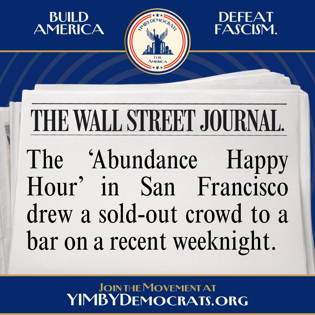 YIMBY Democrats for America πΊπΈπ½ (@yimbydems) on Twitter photo Thank you, <a href="/EconDerek/">Derek Kaufman</a> & <a href="/Inclsvabundance/">Inclusive Abundance</a>, for partnering with us and sponsoring our big 10-org, sold-out Abundance Happy Hour!
And thank you to <a href="/yimbyaction/">YIMBY Action</a> <a href="/SFyimby/">SF YIMBY</a> <a href="/BayAreaNewLibs/">Bay Area New Liberals π</a> <a href="/CNLiberalism/">New Liberals ππΊπ¦</a> <a href="/SFDemocrats/">SF Democratic Party</a> <a href="/gisellemarie/">Former Mayor Giselle Hale</a> <a href="/uniteddemclubsf/">United Democratic Club</a> <a href="/TheBTI/">Breakthrough</a> <a href="/HACdotorg/">The Housing Action Coalition</a>! 300+ registered! Thank you, <a href="/EconDerek/">Derek Kaufman</a> & <a href="/Inclsvabundance/">Inclusive Abundance</a>, for partnering with us and sponsoring our big 10-org, sold-out Abundance Happy Hour!
And thank you to <a href="/yimbyaction/">YIMBY Action</a> <a href="/SFyimby/">SF YIMBY</a> <a href="/BayAreaNewLibs/">Bay Area New Liberals π</a> <a href="/CNLiberalism/">New Liberals ππΊπ¦</a> <a href="/SFDemocrats/">SF Democratic Party</a> <a href="/gisellemarie/">Former Mayor Giselle Hale</a> <a href="/uniteddemclubsf/">United Democratic Club</a> <a href="/TheBTI/">Breakthrough</a> <a href="/HACdotorg/">The Housing Action Coalition</a>! 300+ registered!