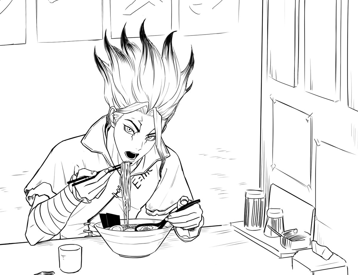 라멘 먹는 센쿠 🍜🍥