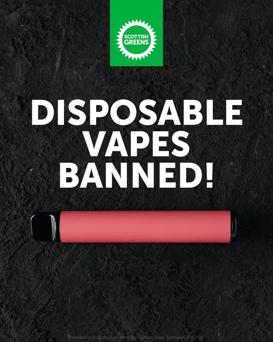 5 million disposable vapes are thrown away every week in the UK, ending up in our streets, parks and rivers.

We're delighted that following hard work from Scottish campaigners, their sale is now banned.

This will benefit young people and local environments for years to come.