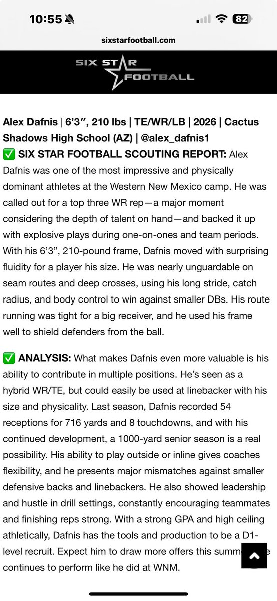 AlexDafnis1 (@alex_dafnis1) on Twitter photo Thank you <a href="/sixstarfootball/">Six Star Football | PLUS+</a> for the write-up about my camp! Thank you to the Western New Mexico coaches for having me out to compete!
<a href="/AceJustin1/">Ace Justin 🇵🇫⚜️</a> <a href="/CoachCDII/">Chris Dixon II</a> <a href="/DontayMoch/">inferno performance</a> <a href="/therealbeadle/">Adam Beadle</a> <a href="/CodyTCameron/">Cody Cameron</a> <a href="/BJMedia1/">BJ Media</a> <a href="/JUSTCHILLY/">Just Chilly</a> <a href="/gridironarizona/">Gridiron Arizona</a> <a href="/CSHSAthletics1/">CSHSAthletics</a> Thank you <a href="/sixstarfootball/">Six Star Football | PLUS+</a> for the write-up about my camp! Thank you to the Western New Mexico coaches for having me out to compete!
<a href="/AceJustin1/">Ace Justin 🇵🇫⚜️</a> <a href="/CoachCDII/">Chris Dixon II</a> <a href="/DontayMoch/">inferno performance</a> <a href="/therealbeadle/">Adam Beadle</a> <a href="/CodyTCameron/">Cody Cameron</a> <a href="/BJMedia1/">BJ Media</a> <a href="/JUSTCHILLY/">Just Chilly</a> <a href="/gridironarizona/">Gridiron Arizona</a> <a href="/CSHSAthletics1/">CSHSAthletics</a>