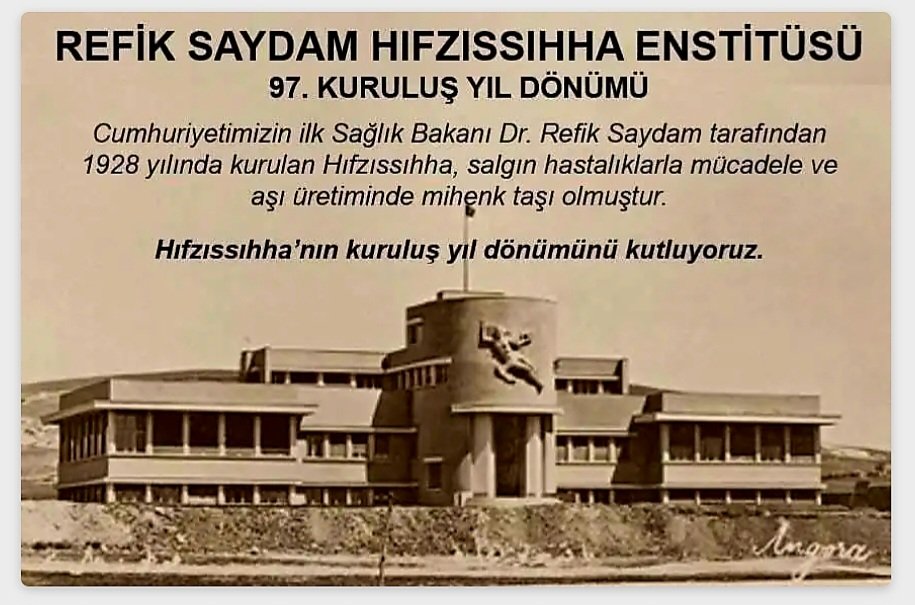 Cumhuriyetimizin En Önemli Sağlık Kurumu; Dr. Refik Saydam Hıfzıssıhha Enstitüsü 27 Mayıs 1928 tarihinde  kuruldu. 
facebook.com/share/p/16XmLY…
#Hıfzıssıhha #RefikSaydam #HalkSağlığı <a href="/saglikbakanligi/">T.C. Sağlık Bakanlığı</a> <a href="/ttborgtr/">Türk Tabipleri Birliği</a> #Sağlık #Yaşam #Aşı #Serum #Akredite #Laboratuvar #Analiz #Gıda #Su