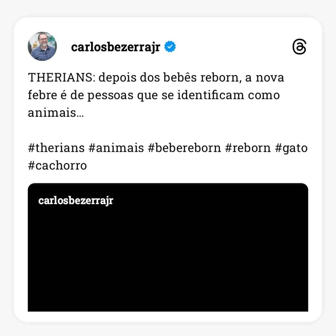 uhuh's tweet photo. Bebês reborn já eram . Agora a proposta
 é virarmos animais. Isso é a nova possibilidade existencial. Ser um Therian! 
O ser humano desmoronou.... https://t.co/mYlnXkx7IN https://t.co/iFRPUxYqiL